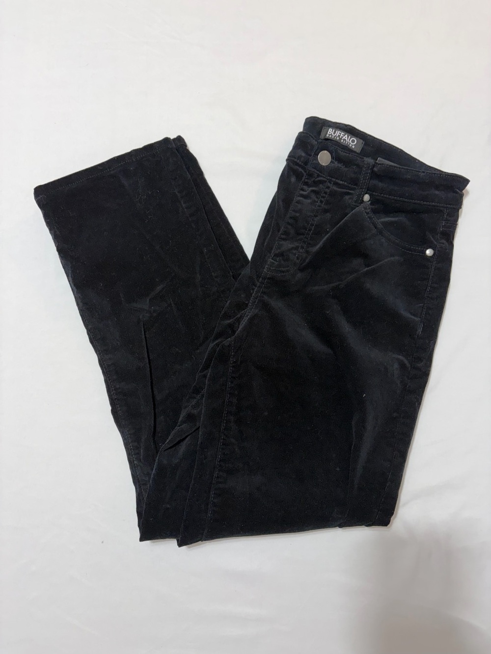 Buffalo David Bitton Black Corduroy Straight Leg Pants Size 4 27 Stretch Lyla